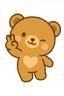 Teddy bear holding up peace sign